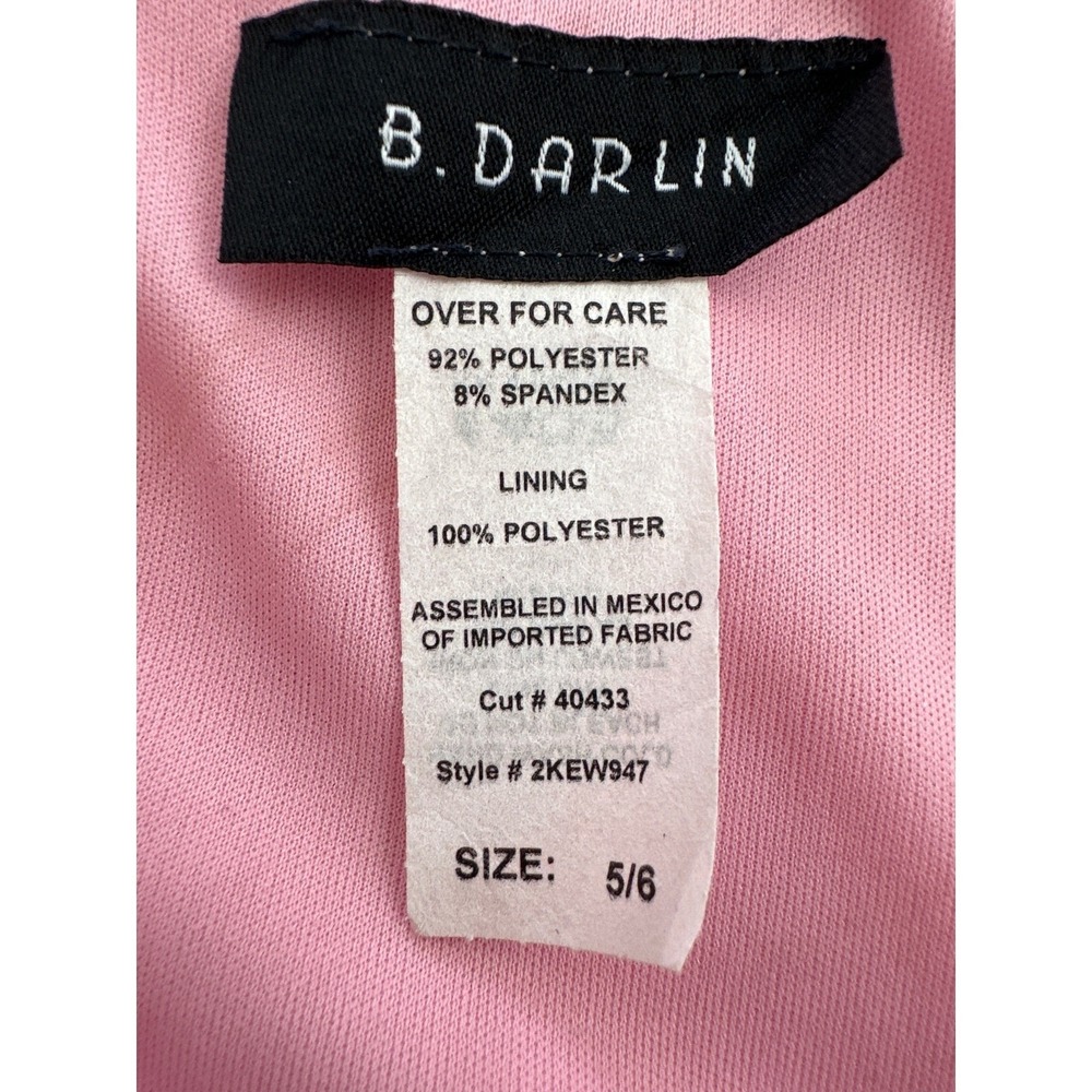 New B.Darlin Formal Gown Sz 5/6 Pink Satin Cowl Neck Ruched Slit Floor Length - Picture 9 of 14